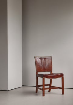 Kaare Klint Early "Red Chair" in Oak & Original Nigerian Goat Leather, 1937