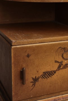 Danish Cabinetmaker Hand Decorated Art Deco Side Table, 1930s