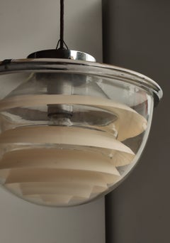 Lámpara colgante «PH-Globe» de Poul Henningsen de los años 30, con pantallas originales de cristal y celofán