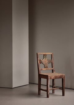 Swedish Folk-Art Painted Pine Wood "Almoge" Chair, 1850