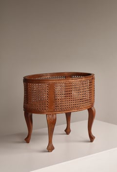 1920s Wooden Basket / Planter in Rattan Cane, Denmark