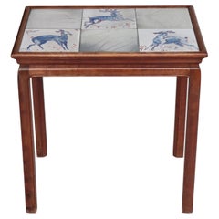 Frits Henningsen Art Deco Side Table with Ceramic Tiles, Denmark, 1930s