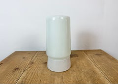 Vintage White Porcelain Ceiling Light with Milk Glass, 1970s