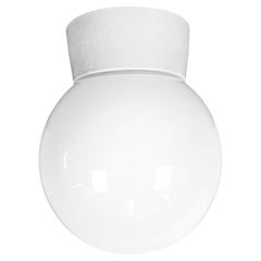 Vintage White Porcelain Ceiling Light with Milk Glass, 1970s