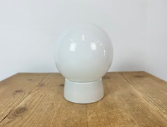Vintage White Porcelain Ceiling Light with Milk Glass, 1970s