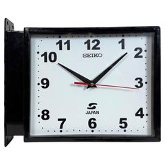 Vintage Black Seiko Maritime Double-Sided Wall Clock, 1970s
