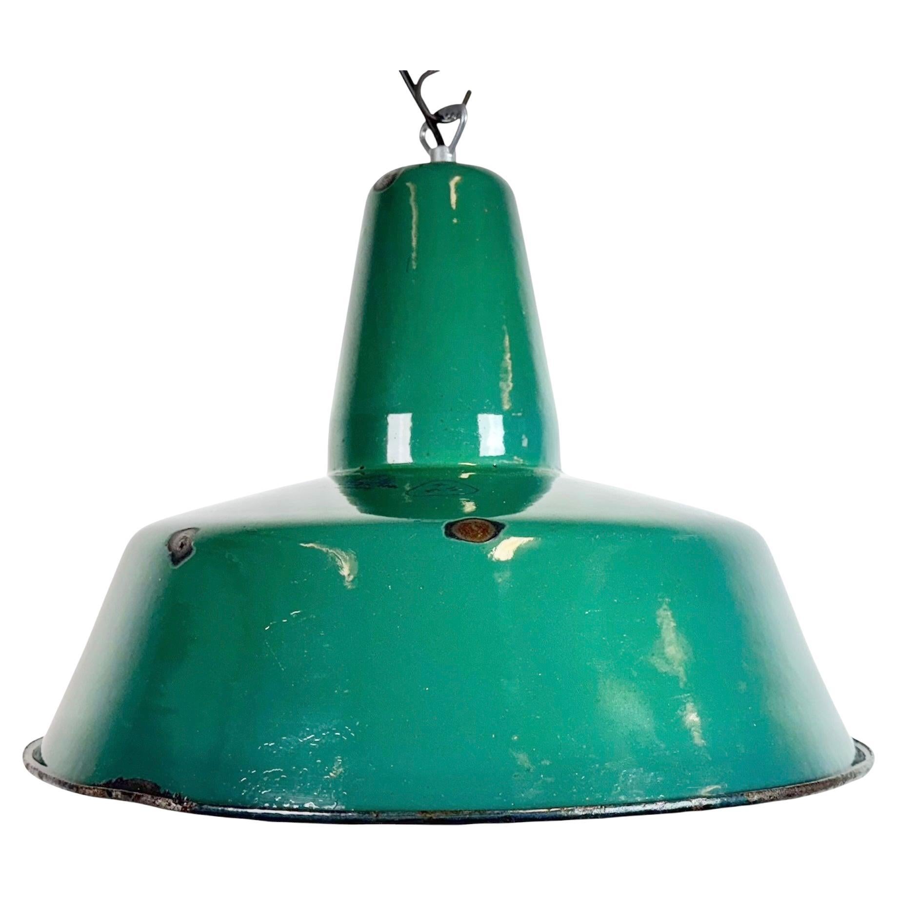 Large Industrial Green Enamel Factory Pendant Lamp, 1960s For Sale