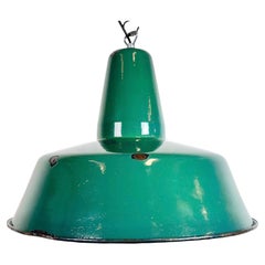 Large Industrial Green Enamel Factory Pendant Lamp, 1960s