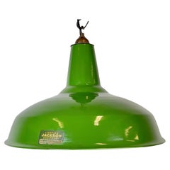 Industrial Green Enamel Factory Pendant Lamp from Jackson Electrical Co., 1960s