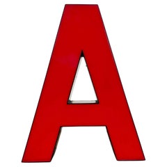 Vintage Red Illuminated Letter A , 1970s