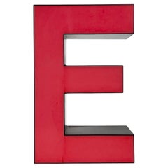 Vintage Red Illuminated Letter E , 1970s