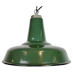 Industrielle grüne Emaille-Fabrik-Hängelampe, 1960er Jahre