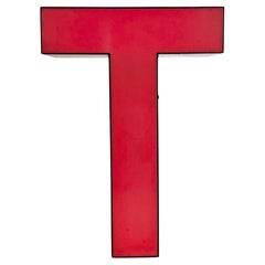 Vintage Red Illuminated Letter T , 1970s