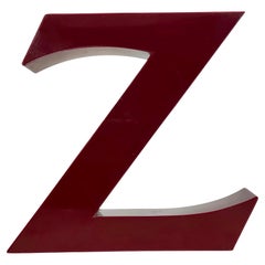 Vintage Dark Red Illuminated Letter Z , 1980s