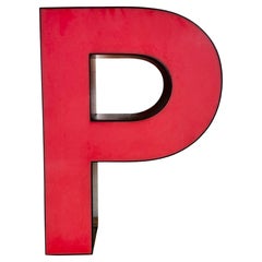 Vintage Red Illuminated Letter P , 1970s