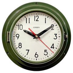 Vintage Green Citizen Ships Wanduhr, 1980er Jahre