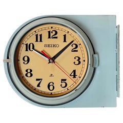 Vintage Blue Seiko Double-Sided Ships Wall Clock, 1980s