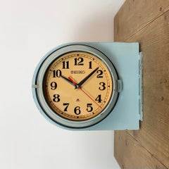 Vintage Blue Seiko Double-Sided Ships Wall Clock, 1980s