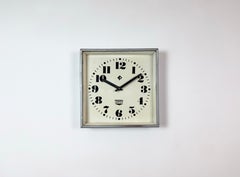 Grey Industrial Square Wall Clock from Rodopa Chepelare, 1960s