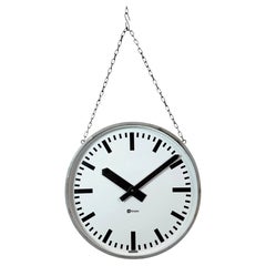 Grande orologio industriale a doppia faccia, da ferrovia o da fabbrica, della Simlex, anni ’60