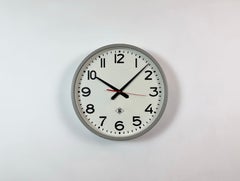 Large Grey Industrial Wall Clock from TN, 1960s