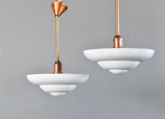 Lampade da terra Art Déco in rame e smalto, anni ’30 circa