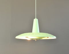 Mint Green Steel Pendant Light by Van Haute Circa 1950s