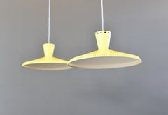 Pastel Yellow Mid Century Pendant Lights by Philips Circa 1950s