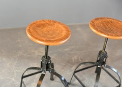 Height Adjustable Industrial Bar Stools By Bienaise Circa 1950s