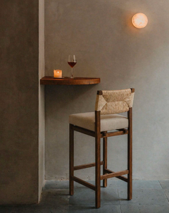 Customizable Bar Stool Lago, Solid wood, handcrafted natural fiber, upholstery