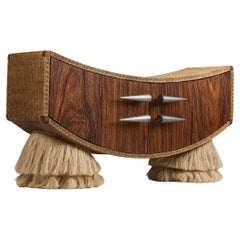 Contemporary Mexican Credenza Ramón in Solid Wood, Metal and Natural Fibers