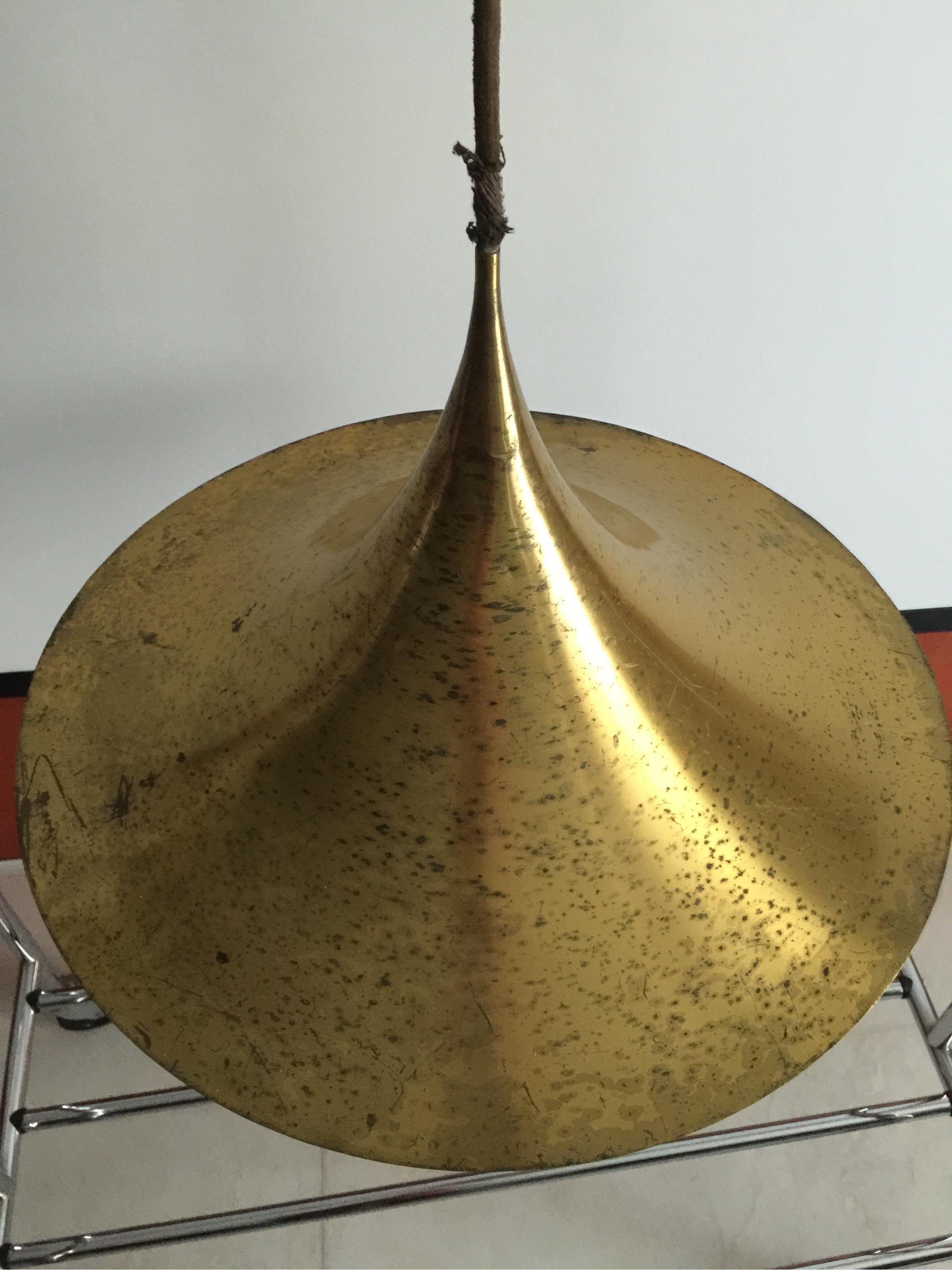 Vintage Brass Fog & Mørup Pendant Chandelier. First edition. In Distressed Condition For Sale In Catania, IT