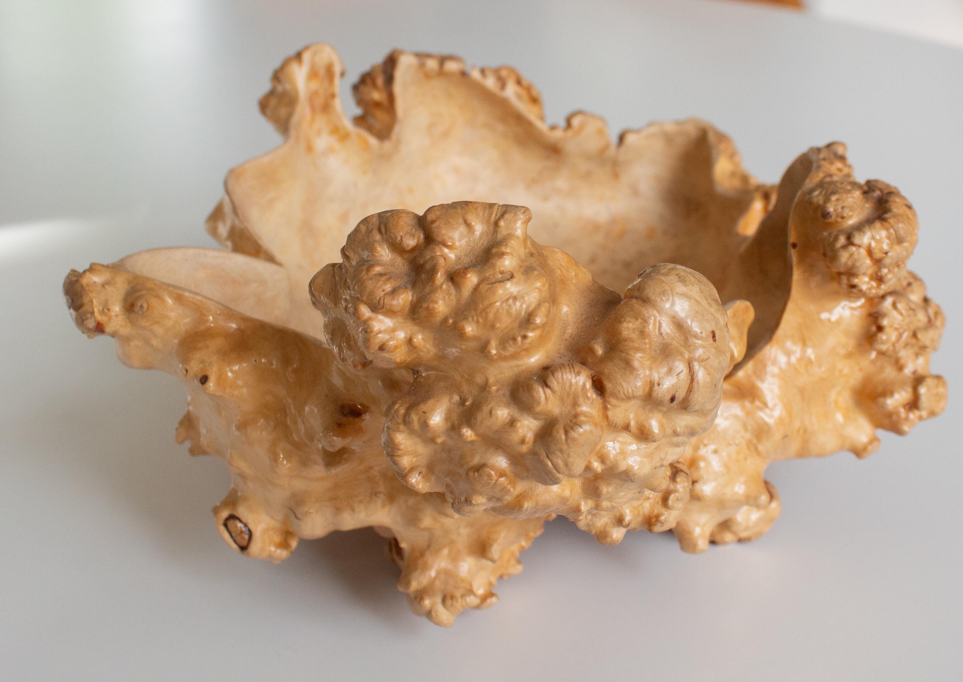 Handmade Swedish Birch Burl Bowl, Scandinavian Modern For Sale 3