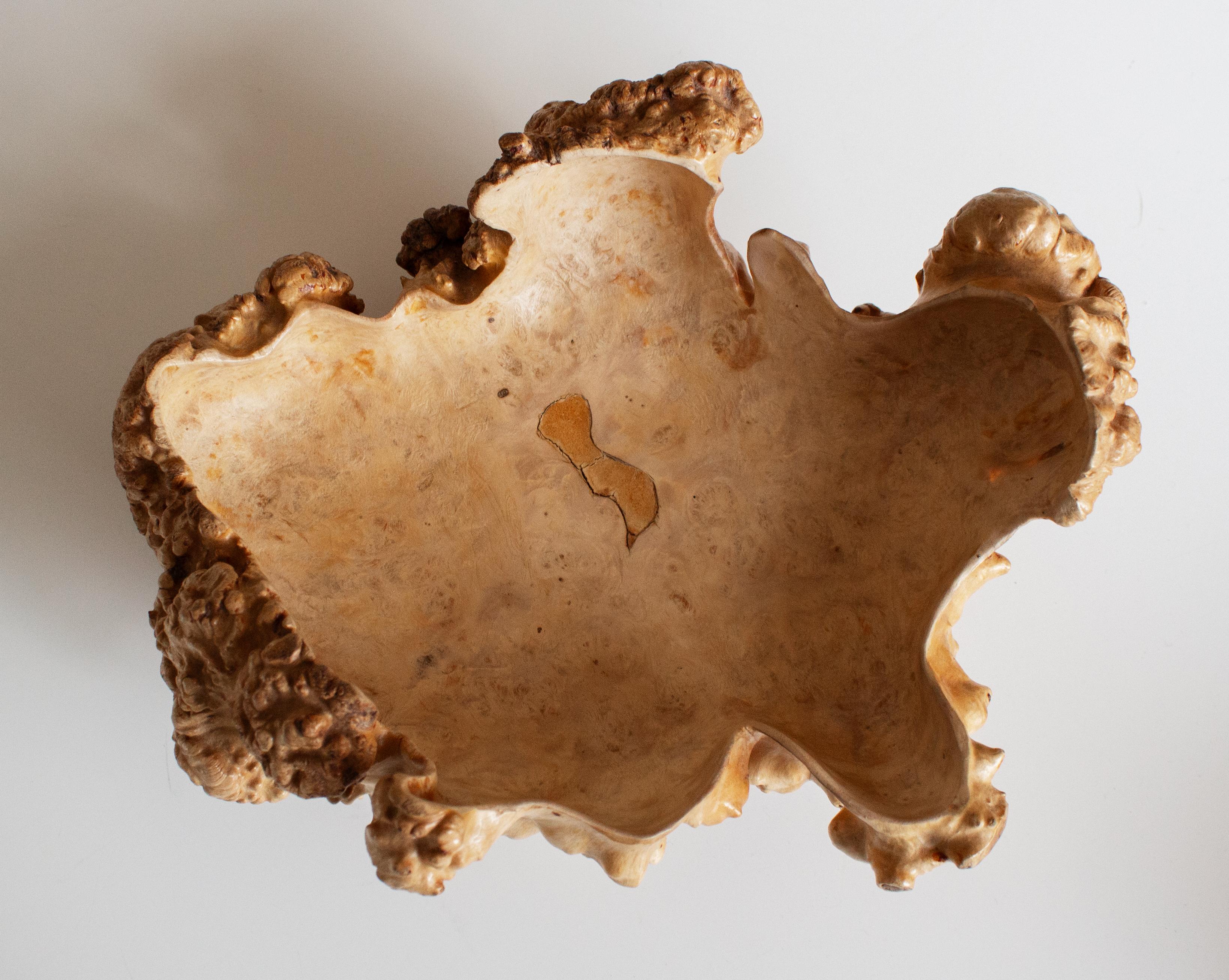 Handmade Swedish Birch Burl Bowl, Scandinavian Modern For Sale 7