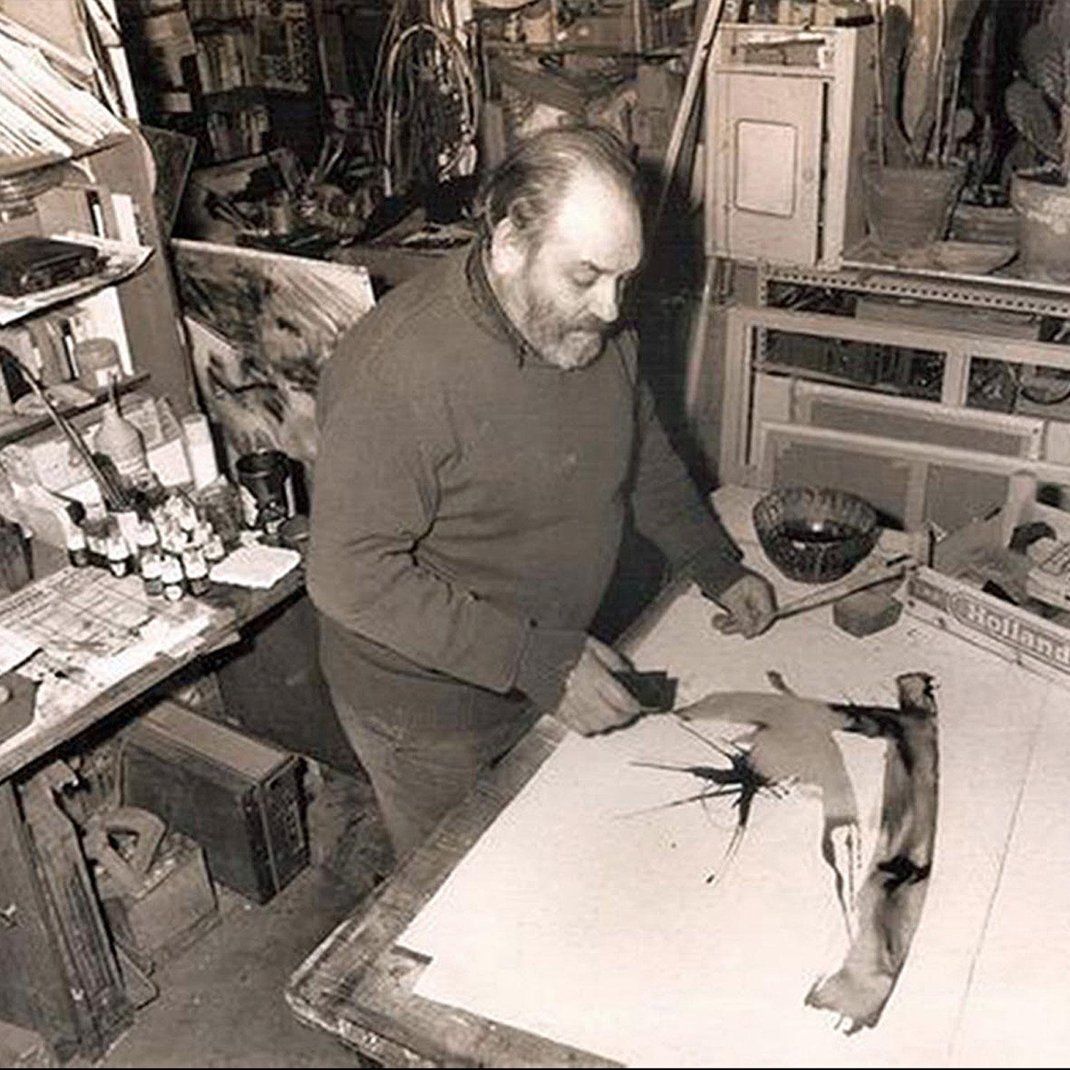Francese Jacques de Feline de la Roche pittura astratta 1983 in vendita