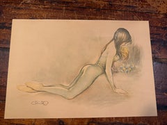 Rare set of 12 original lithographs by Danish pinup artist Christel Schwark
