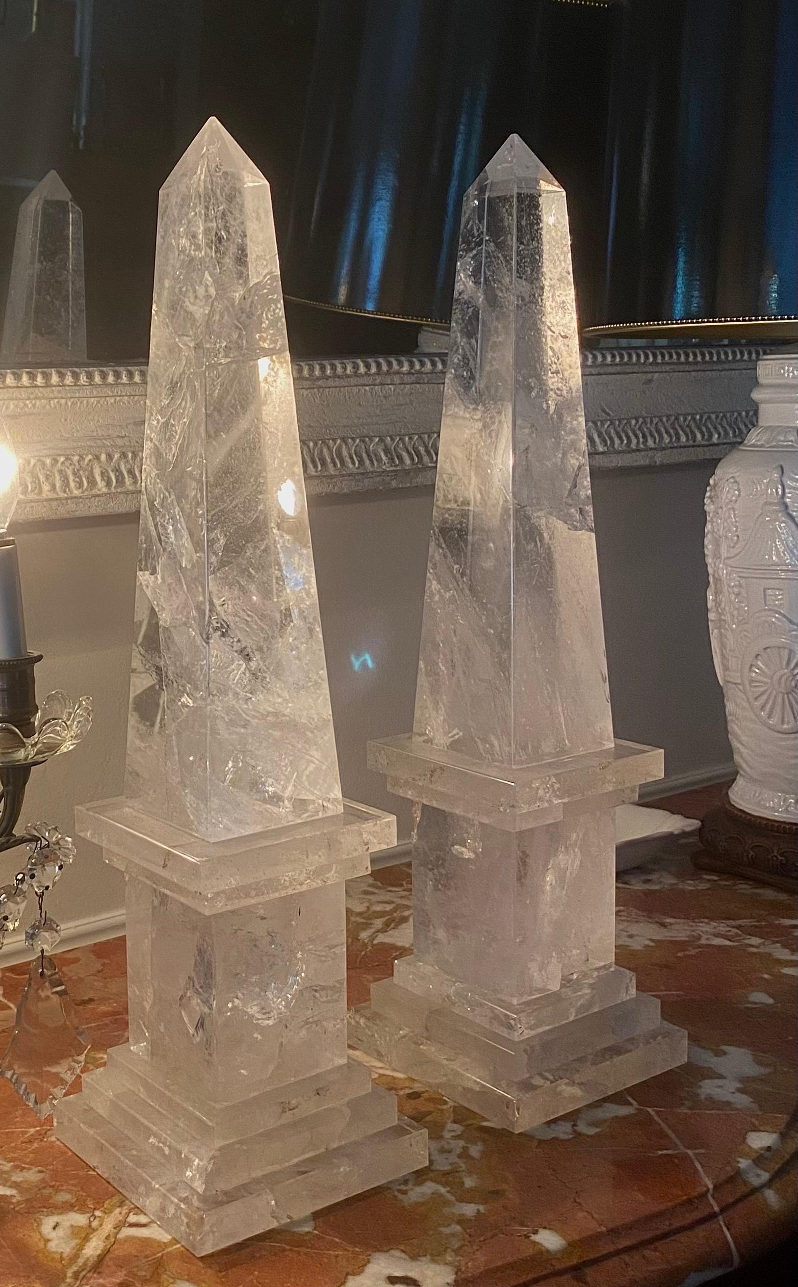 Paire d'obélisques en cristal de roche, français en vente 3