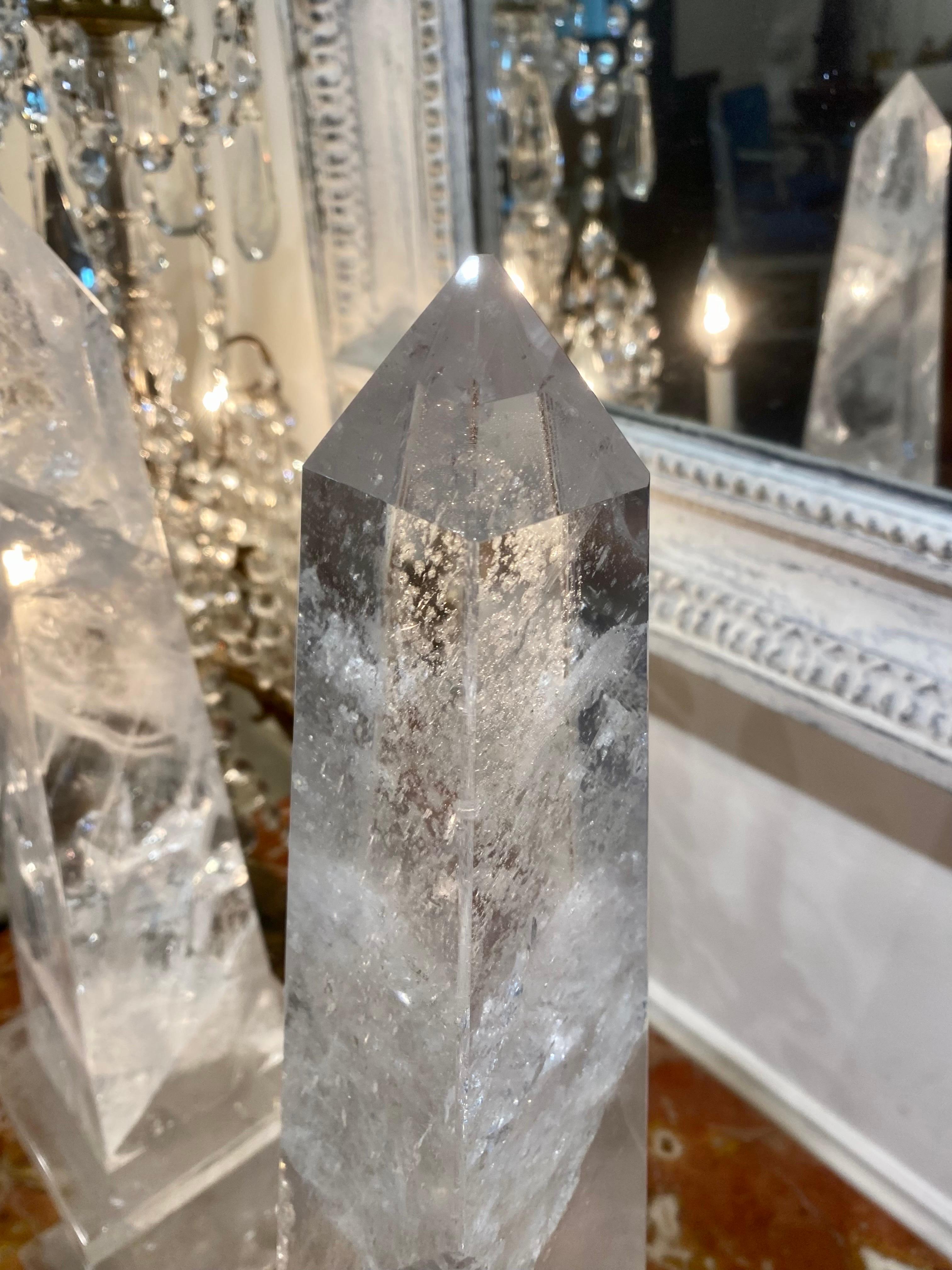Paire d'obélisques en cristal de roche, français en vente 4