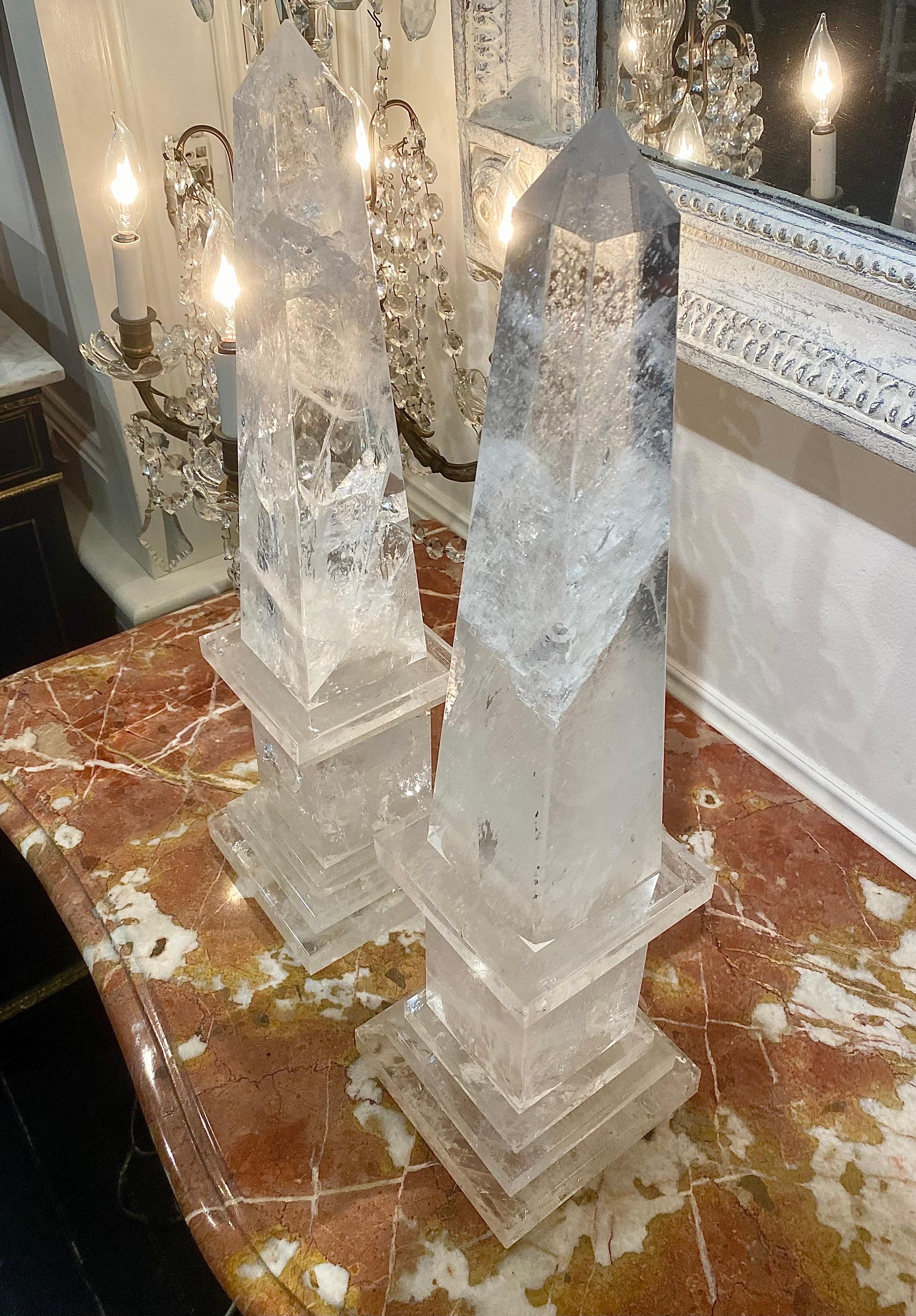 Paire d'obélisques en cristal de roche, français en vente 5