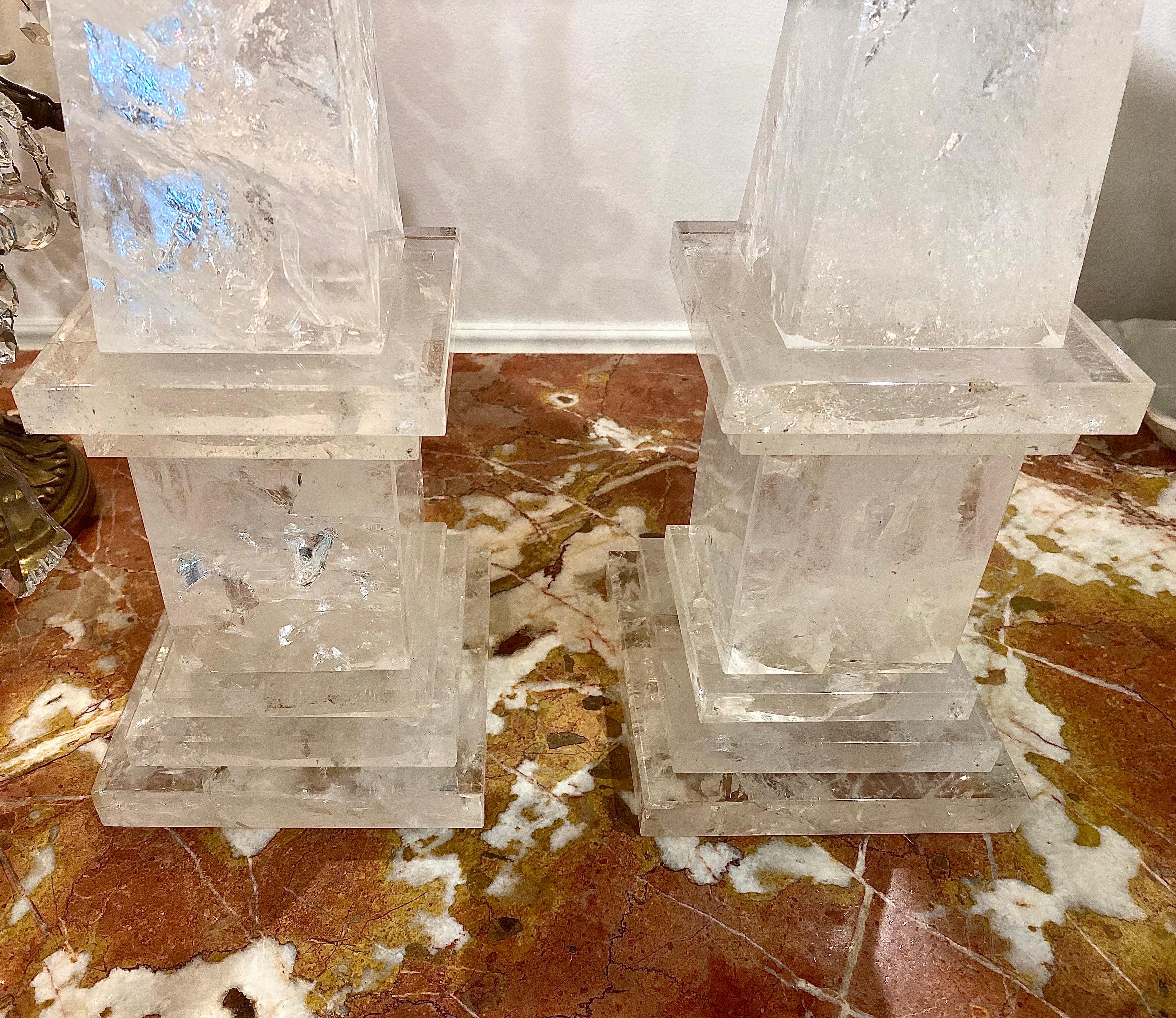 Paire d'obélisques en cristal de roche, français en vente 8