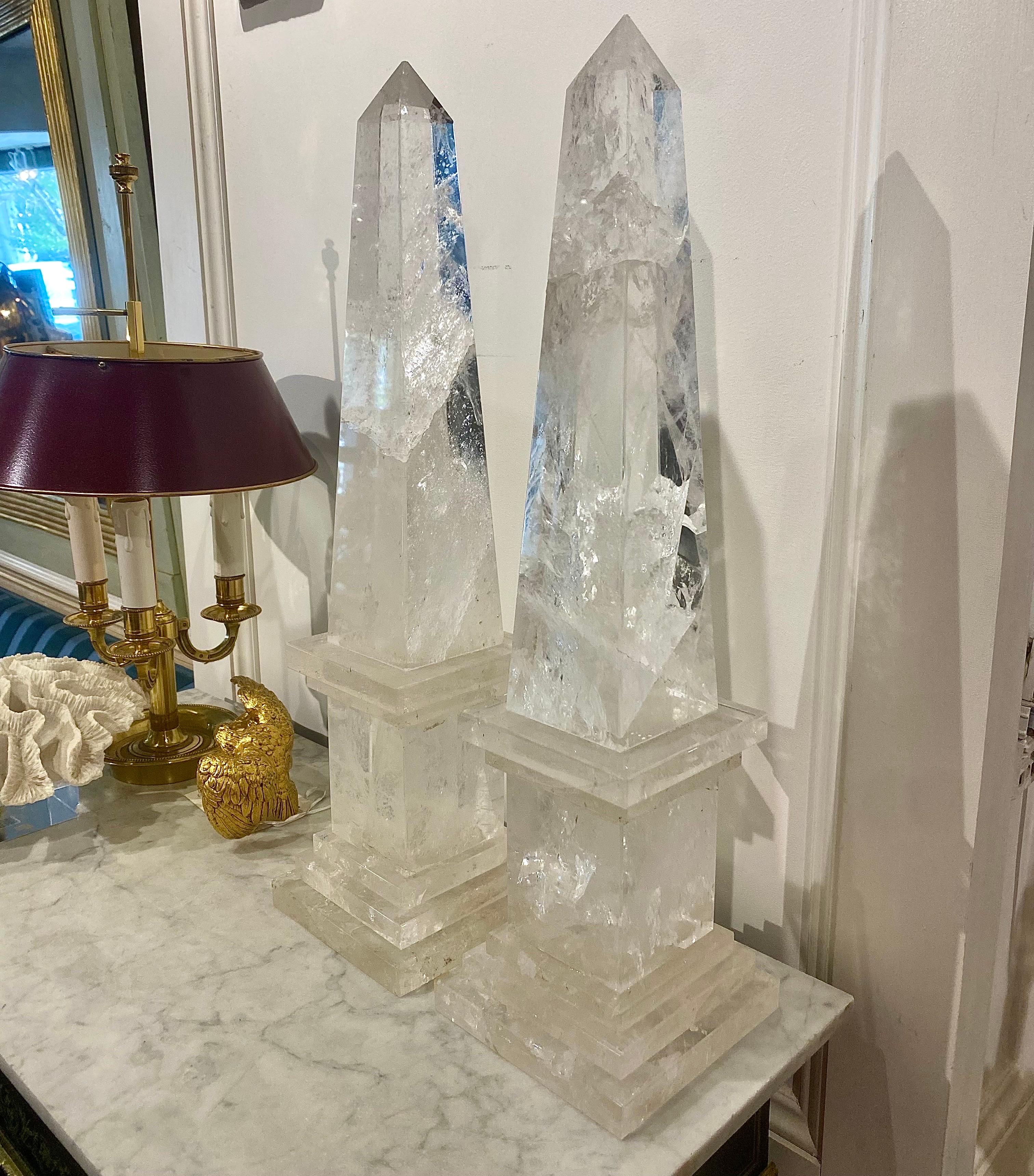 Paire d'obélisques en cristal de roche, français en vente 9