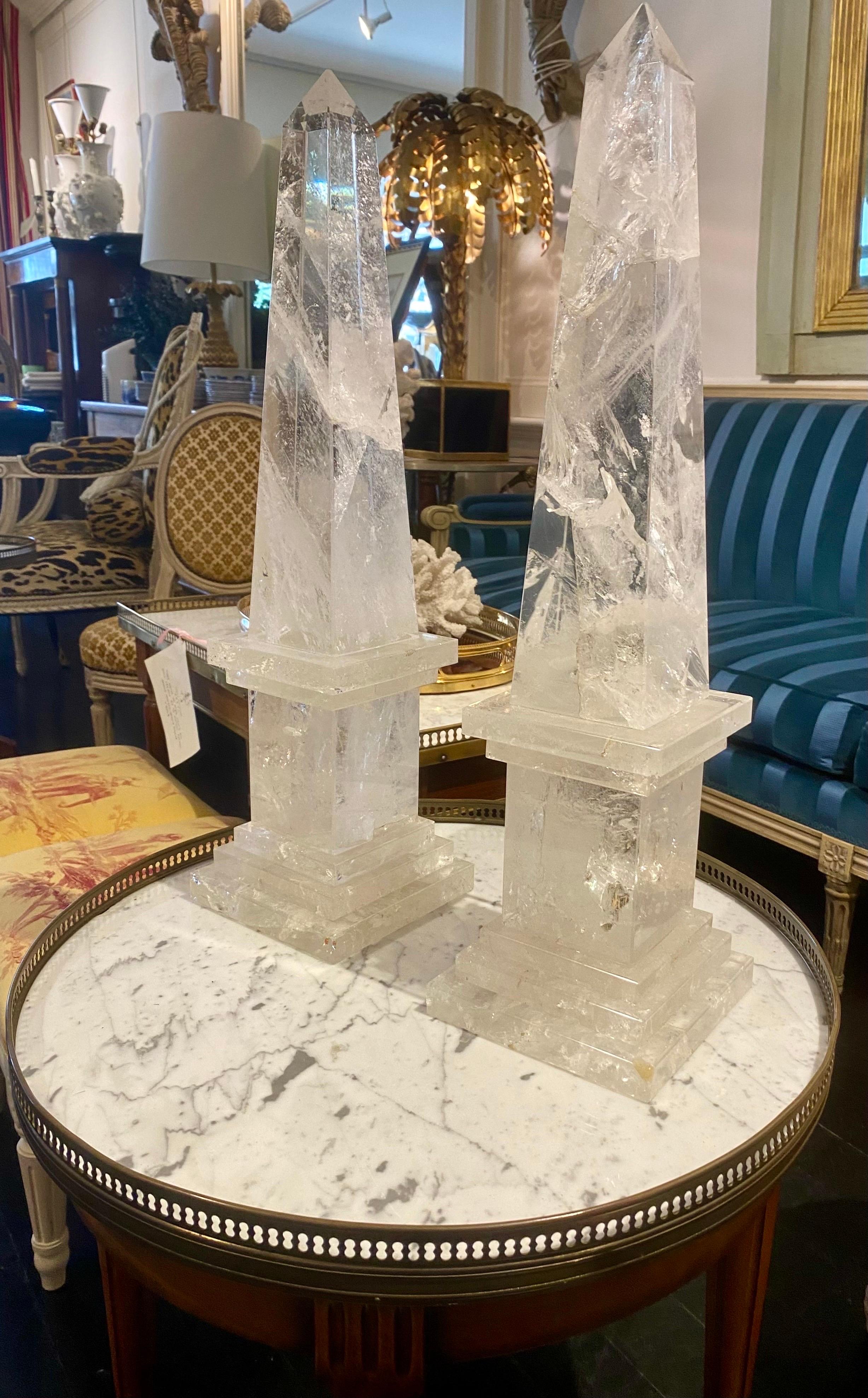 Paire d'obélisques en cristal de roche, français en vente 10