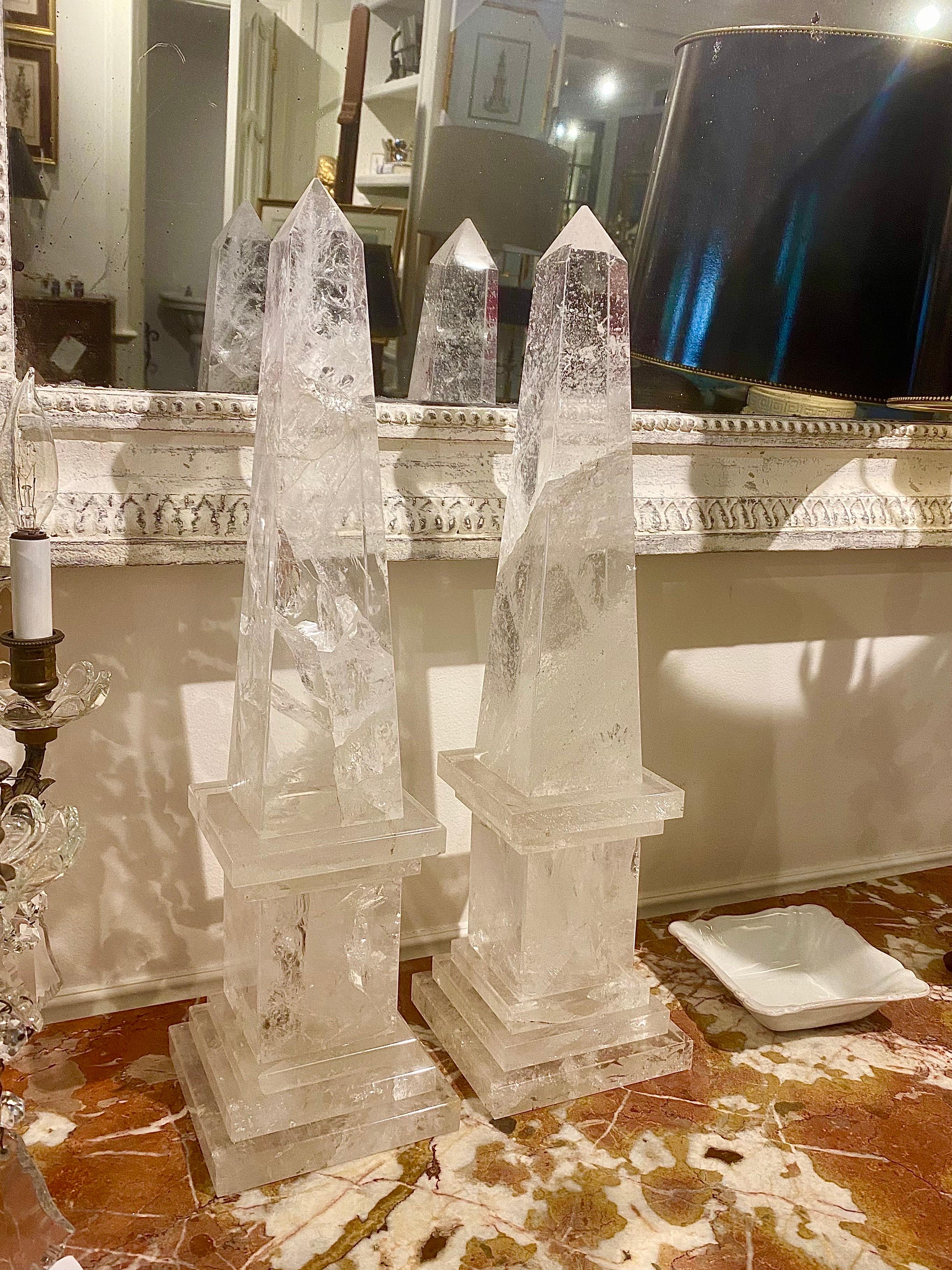 Paire d'obélisques en cristal de roche, français en vente 11