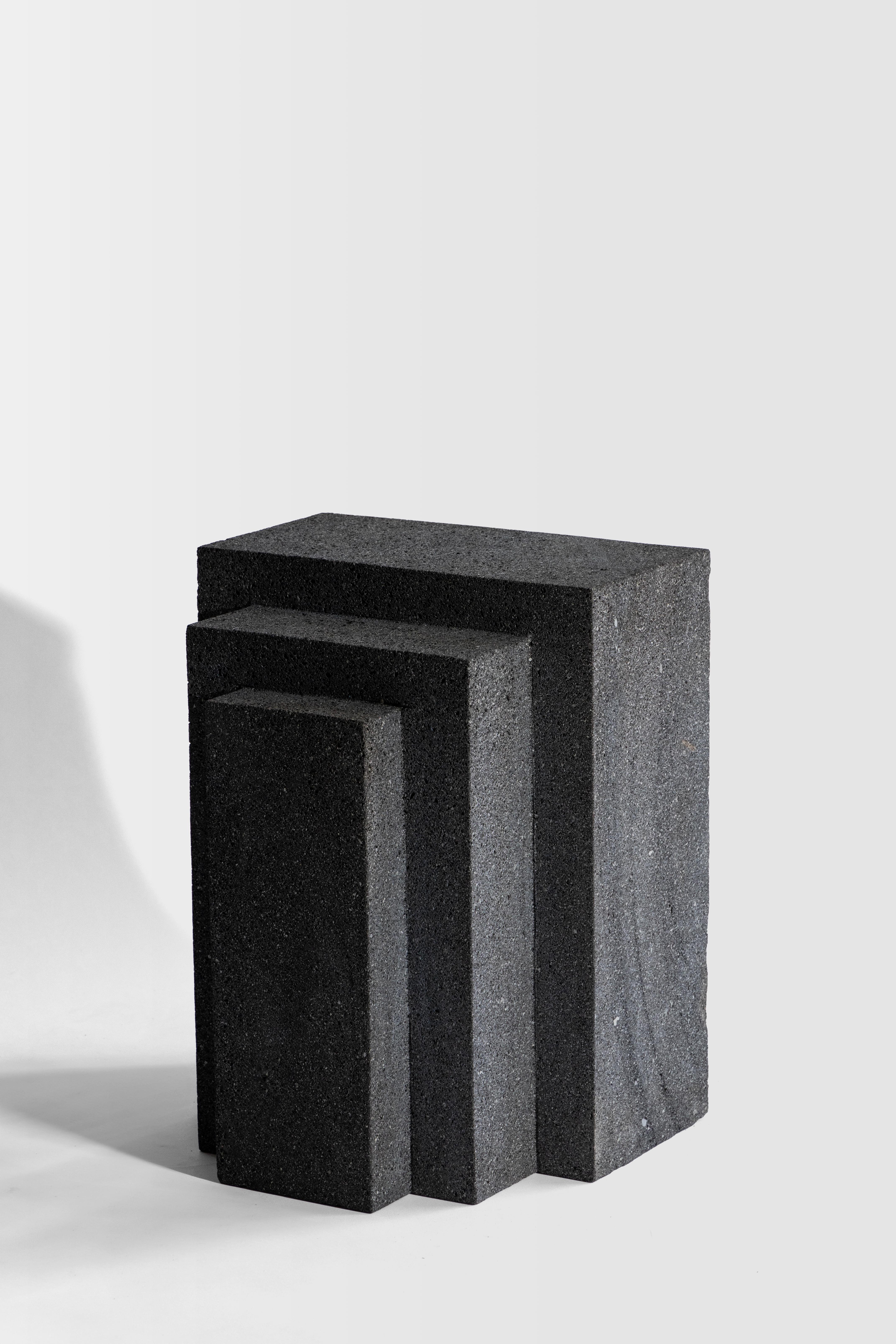 Minimalist Coa Side Table Volcanic Stone For Sale