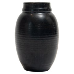 Antique Émile Decoeur, Black Glazed Stoneware Vase, c. 1930