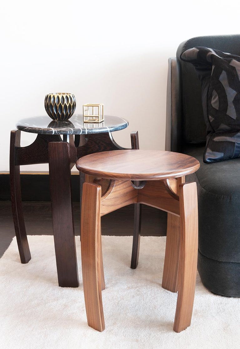 Nymph Wood Side Table Large Version Ebonized Oak With Marble Top Modern Nymph Wood Side Table Large Version Ebonized Oak With Marble Top Contemporary For