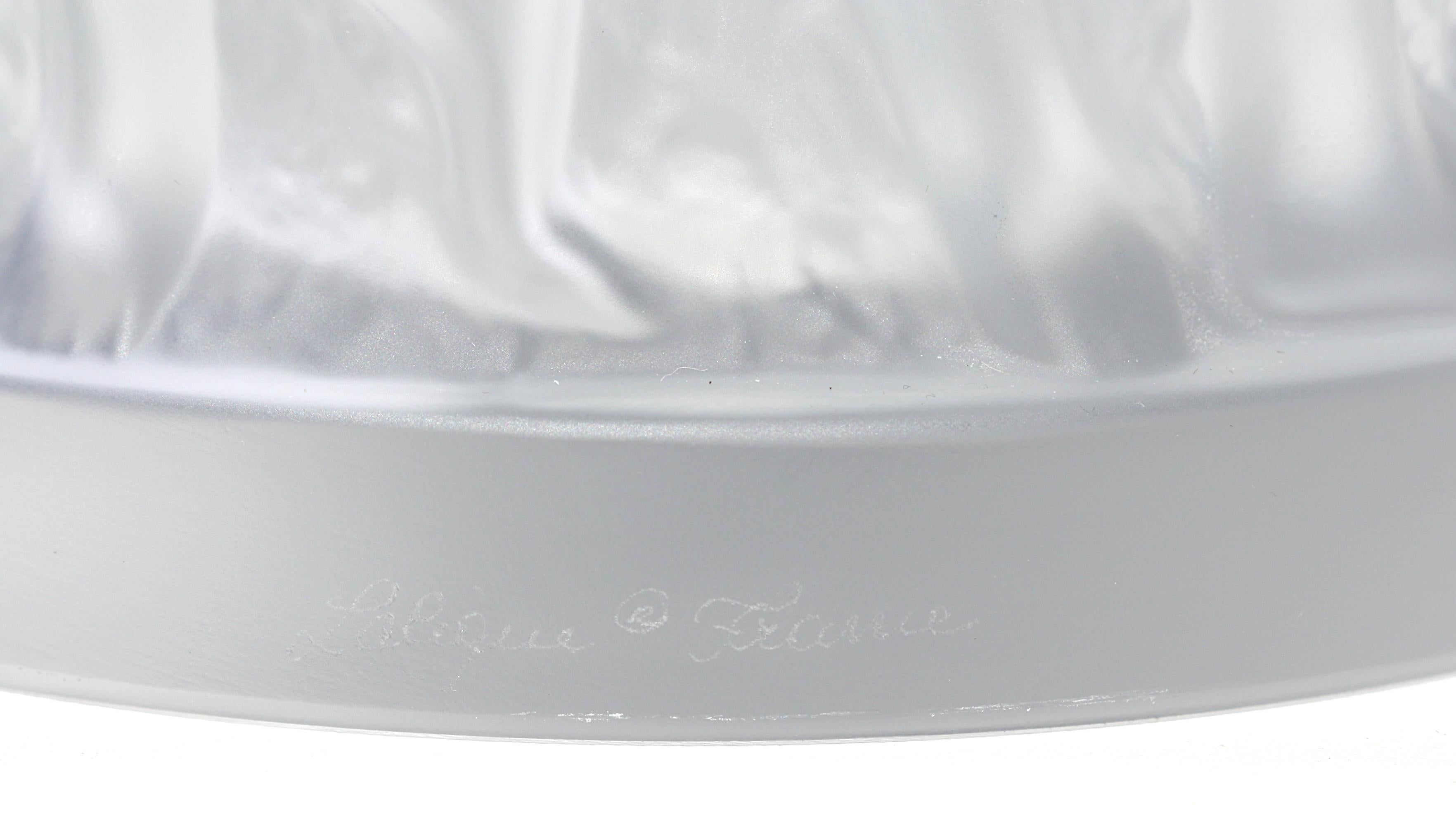 20th Century Lalique France, “Bacchantes” Frosted Crystal Vase For Sale