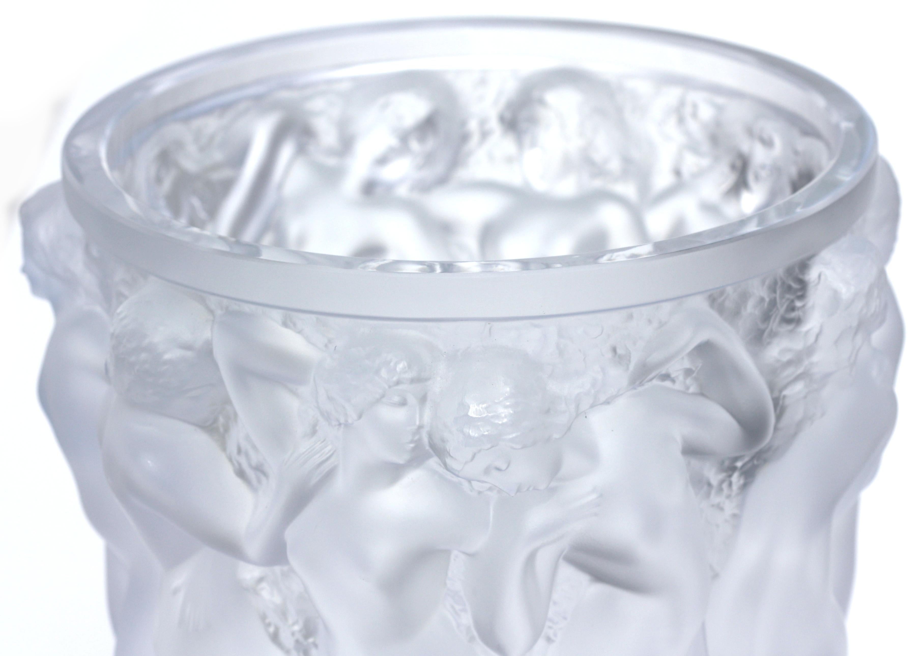 Lalique France, “Bacchantes” Frosted Crystal Vase For Sale 4