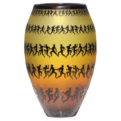 Duncan Mc Clellan (americano), vaso in vetro intagliato, intitolato “Men A Morphis”