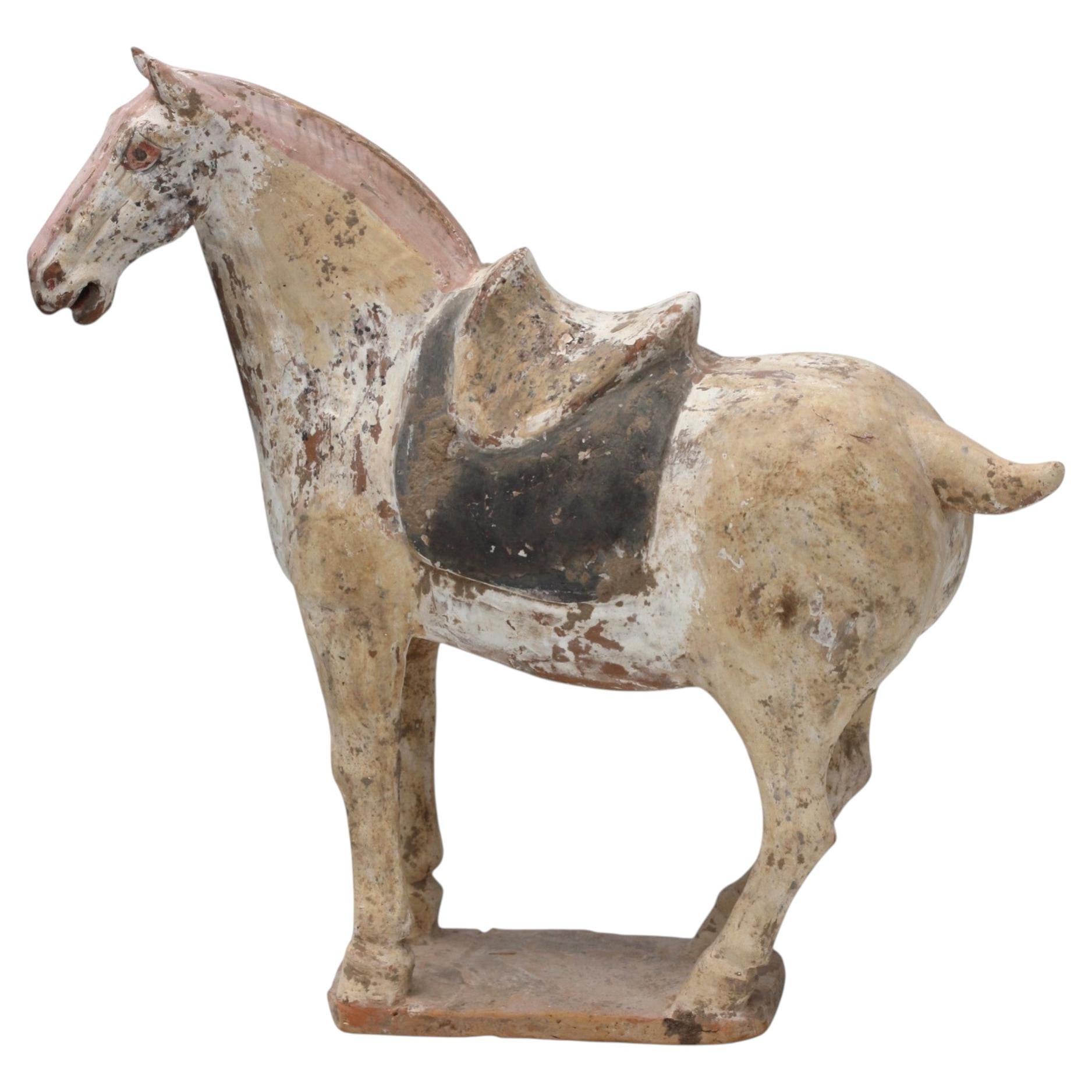 An antique chinese terracotta horse sculpture For Sale
